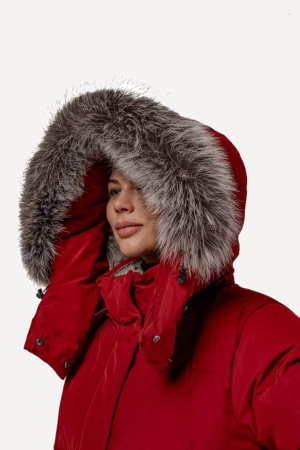 Пальто пуховое Глория Nordic Goose мех Енот (Женский; 52; Винный)